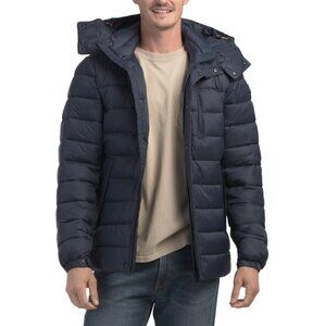 SAVE THE DUCK Navy Blue Casmir Quilted Jacket With Removable Hood